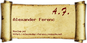 Alexander Ferenc névjegykártya